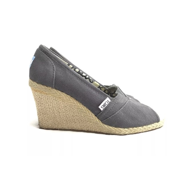 Toms Shoes - Toms gray canvas wedged Heels sz6 Woman’s